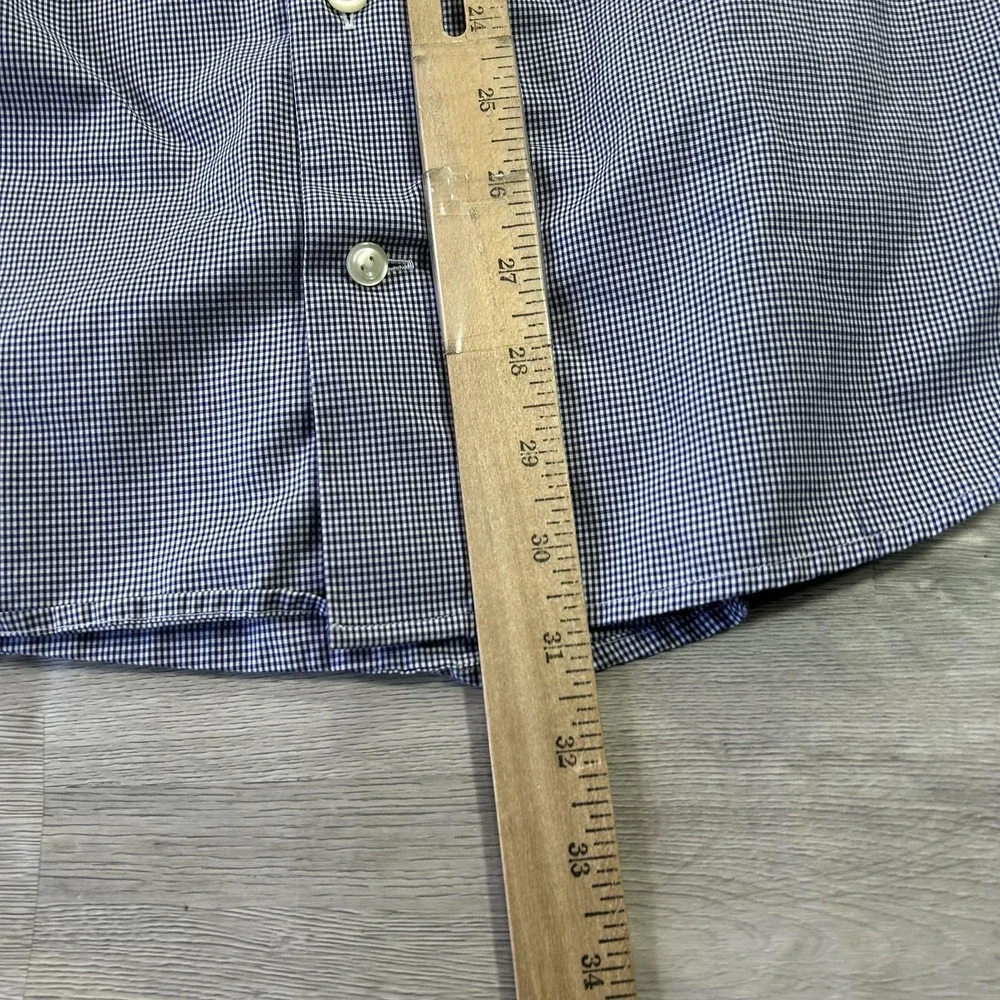 Eton Shirt Mens‎ 16 34/35 40 Blue Gingham Slim Fit Cotton Dress Long Sleeve